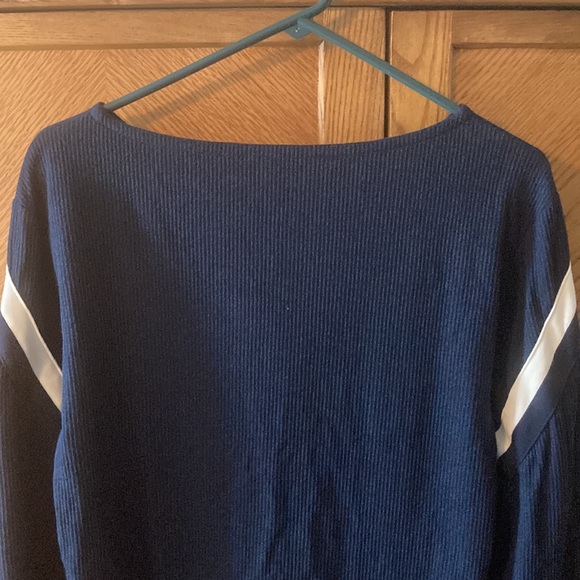 LACOSTE France Navy Blue Boat Neck Contrast Band Cotton Sweatshirt Size 38 (S) - Picture 6 of 7